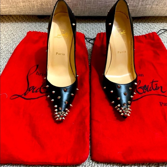 Christian Louboutin Shoes - Christian Louboutin Black Leather Studded So Kate SZ 38